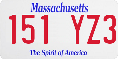 MA license plate 151YZ3