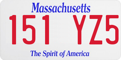 MA license plate 151YZ5