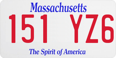 MA license plate 151YZ6