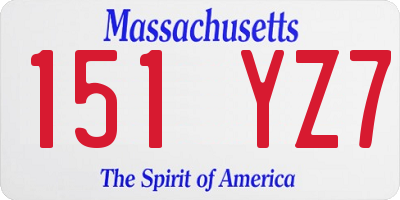 MA license plate 151YZ7