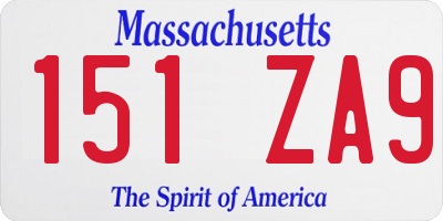 MA license plate 151ZA9