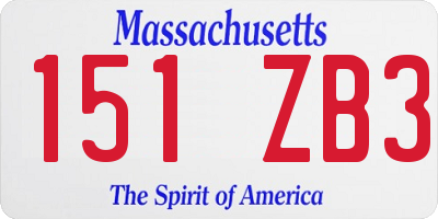 MA license plate 151ZB3