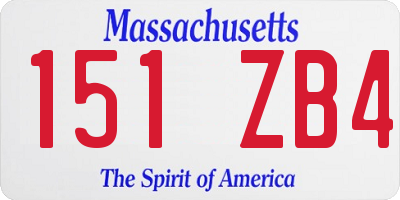 MA license plate 151ZB4