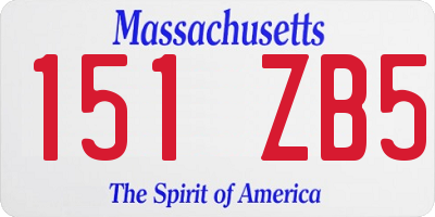 MA license plate 151ZB5