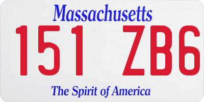 MA license plate 151ZB6