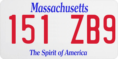 MA license plate 151ZB9