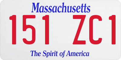 MA license plate 151ZC1