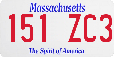 MA license plate 151ZC3