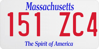 MA license plate 151ZC4