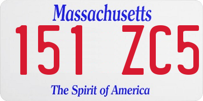 MA license plate 151ZC5