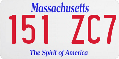 MA license plate 151ZC7