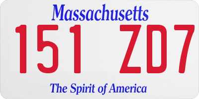 MA license plate 151ZD7