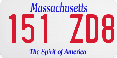 MA license plate 151ZD8