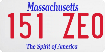MA license plate 151ZE0