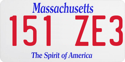 MA license plate 151ZE3