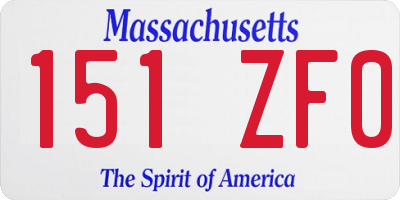 MA license plate 151ZF0