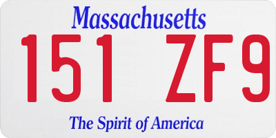 MA license plate 151ZF9