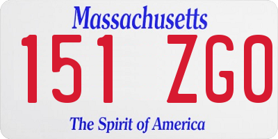 MA license plate 151ZG0