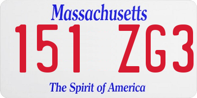 MA license plate 151ZG3