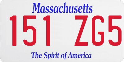 MA license plate 151ZG5