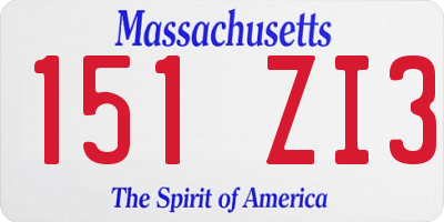 MA license plate 151ZI3