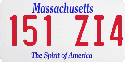 MA license plate 151ZI4