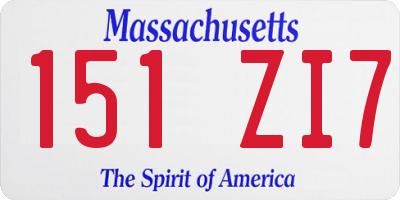 MA license plate 151ZI7