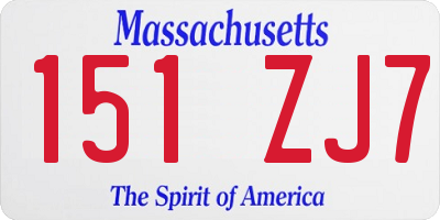 MA license plate 151ZJ7