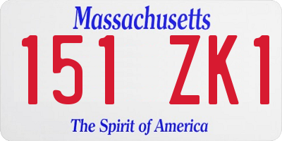 MA license plate 151ZK1