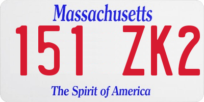 MA license plate 151ZK2