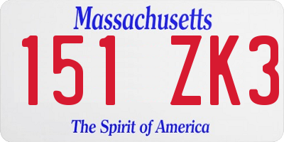 MA license plate 151ZK3