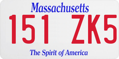 MA license plate 151ZK5