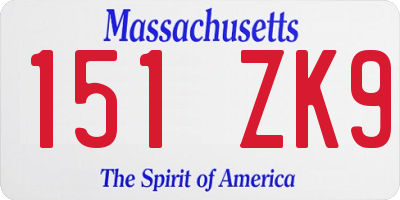 MA license plate 151ZK9