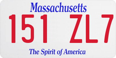 MA license plate 151ZL7