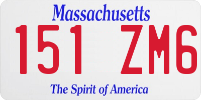 MA license plate 151ZM6
