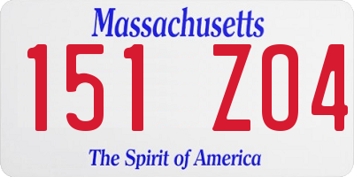 MA license plate 151ZO4