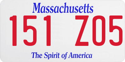 MA license plate 151ZO5
