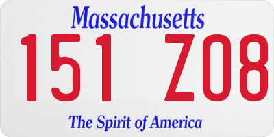 MA license plate 151ZO8