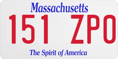 MA license plate 151ZP0