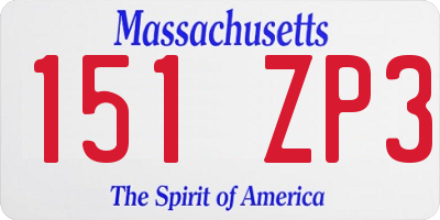 MA license plate 151ZP3