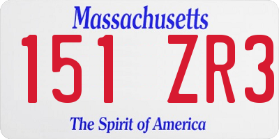 MA license plate 151ZR3
