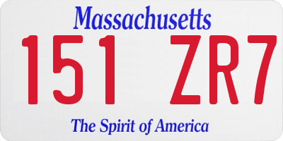 MA license plate 151ZR7