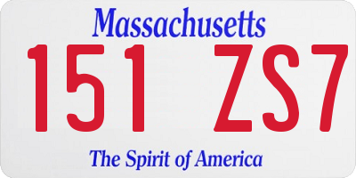 MA license plate 151ZS7