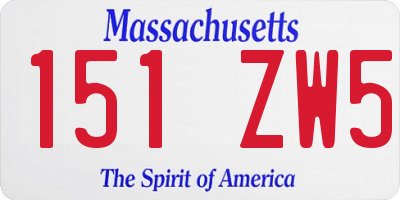MA license plate 151ZW5