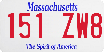 MA license plate 151ZW8