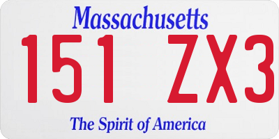 MA license plate 151ZX3