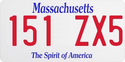MA license plate 151ZX5