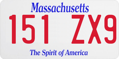 MA license plate 151ZX9