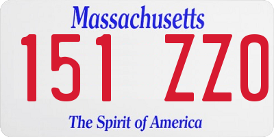 MA license plate 151ZZ0