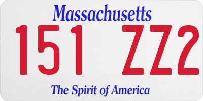 MA license plate 151ZZ2